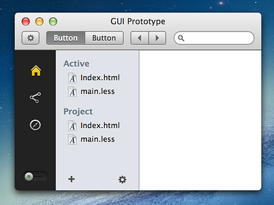 GUI Prototyping Kit HTML/CSS add button css desktop freebie gui html icon list mac osx prototype search sidebar ui