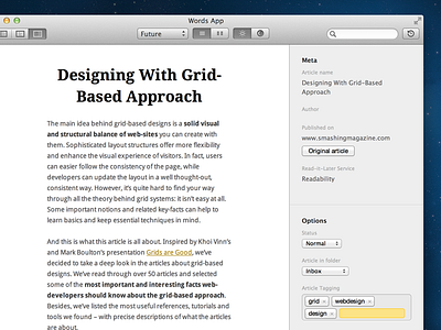 Options Sidebar & Themes & Dark/Light app article buttons dark gui inbox list mac osx sidebar titlebar ui