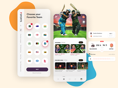Sports Concept app Design for Cricket