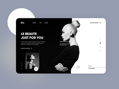 Divi - Beauty Saloon Website Design beauty black black and white dark design flat landing landing page landingpage moder monochrome saloon slider website