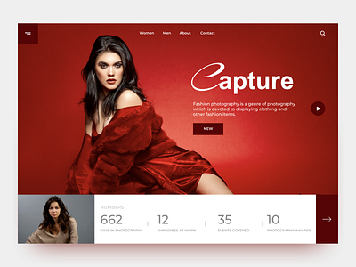 Fashion Photographer Landing Page agency website brand design fashion brand fashion design flat design landing page minimal modern photography photography landing page portfolio page ui design ux design website