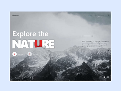 Nature Photography Landing Page-Free UI Resources animation corporate creative dribbble best shot header hero homepage lading page landig page landing page landing page ui nature portfolio website trendy ui design uiux web design website website ui