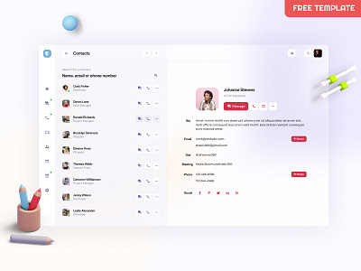 Contact Management Dashboard UI - Free Download admin app contact dashboad design finance interface uiux ux