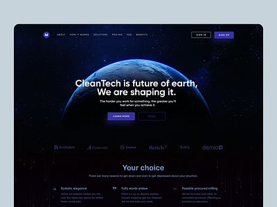 B2B - CleanTech Company Landing Page Exploration dark landing landing page web web design web page website