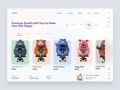Zaini - Kids Toys Shop Exploration design homepage interface landing landingpage landingpagedesig minimal toys ui uidesig web webdesign website websitedesig