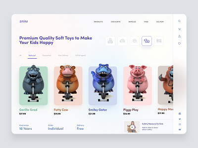 Zaini - Kids Toys Shop Exploration design homepage interface landing landingpage landingpagedesig minimal toys ui uidesig web webdesign website websitedesig