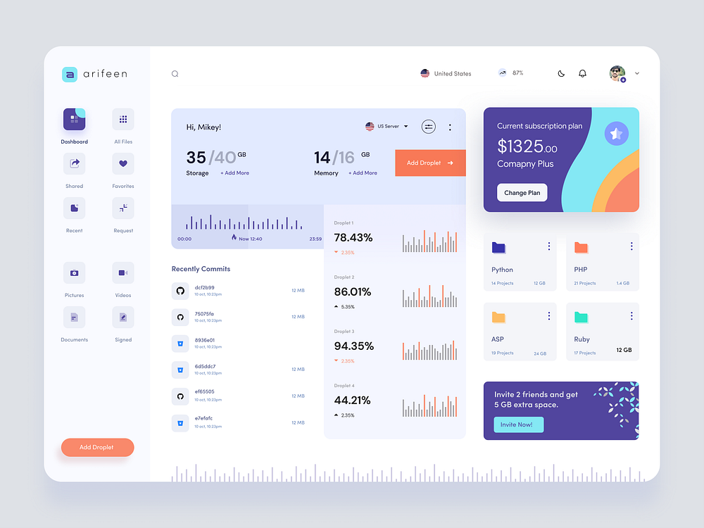 Server Management App Dashboard UI Exploration by AR Shakir for ...