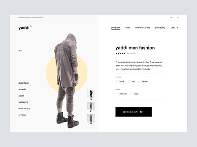 Yaddi Men Fashion Ecommerce Website Design ecommerce men minimal minimal design minimal web minimal website minimalism minimalist minimalistic product details shopping cart website
