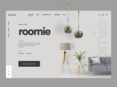 Roomie Designers Furniture Store ecommerce home page homepage hompeage desig landing landing page shopify shopify store shopify theme shopify web store ui web web design webdesign website woocommerce