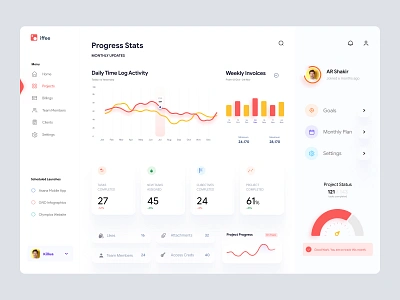 Project Management Dashboard UI - F & L for Love admin dashboard admin panel admin theme analytics application chart dahsboard dashboad dashboard design dashboard ui dashbroad data graph interface project managment stats user dashboard user experience user interface web app