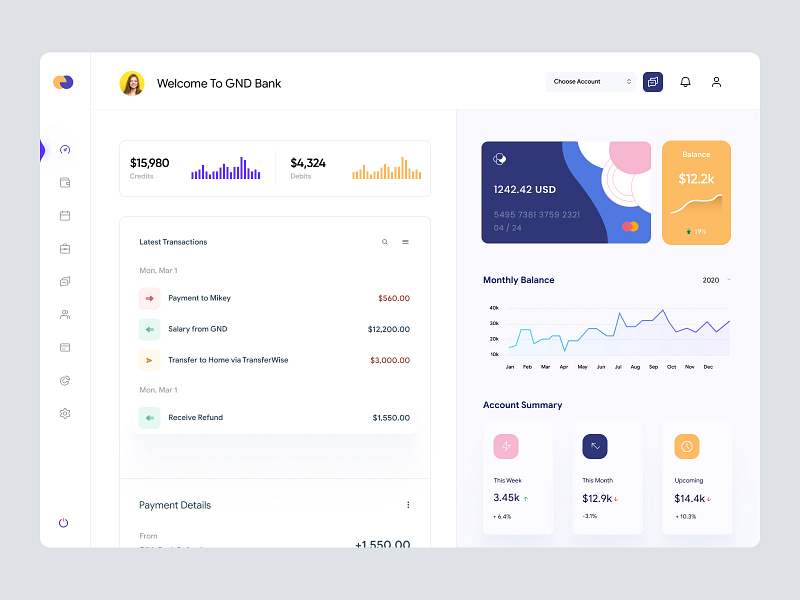 Banking Dashboard UI by Mike Taylor on Dribbble