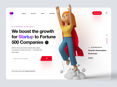 Growth Hacking Company Landing Page Exploration 3d about us agency agency homepage call to action flat freelancer growth marketing header header design headline homepage landing landing page landing page concept landing page design landing page ui modern uiux website