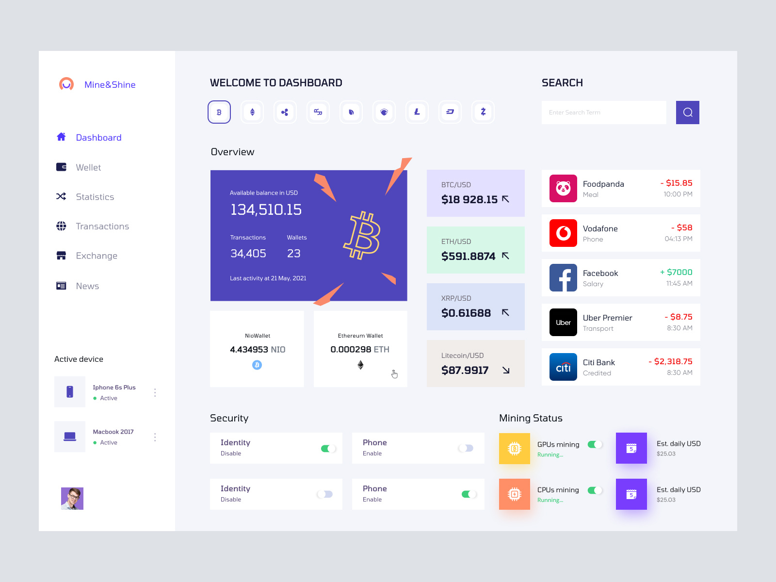 Mining Dashboard UI Concept by Mike Taylor on Dribbble
