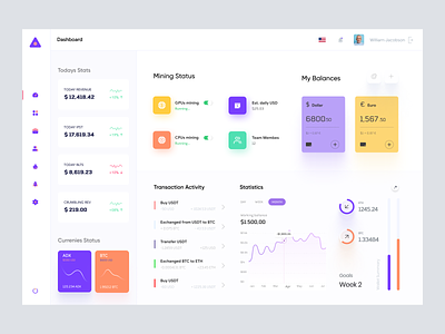 Crypto Currency Mining Dashboard UI Concept