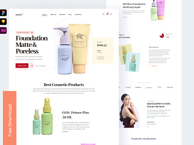 Freebie - Landing Page UI for Ecommerce Website about beauty contact cosmetics features freebie full page home homepage homepageui landing landing page one page one pager single page single product web web page website