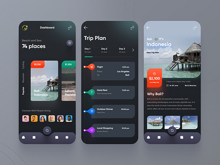 Travel App - Dark UI by Mike Taylor for Dark UI on Dribbble