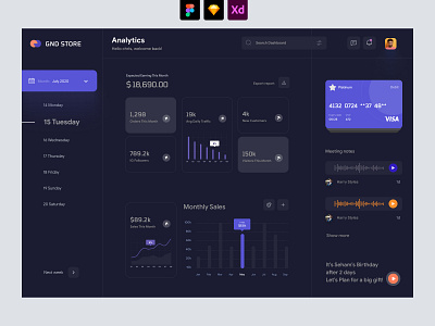 Store Dashboard UI - Dark UI