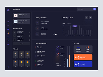 student dashboard ui - dark theme admin interface admin panel admin theme admin ui dashboad dashboard dashboard ui interface online portal uiux user dashboard website