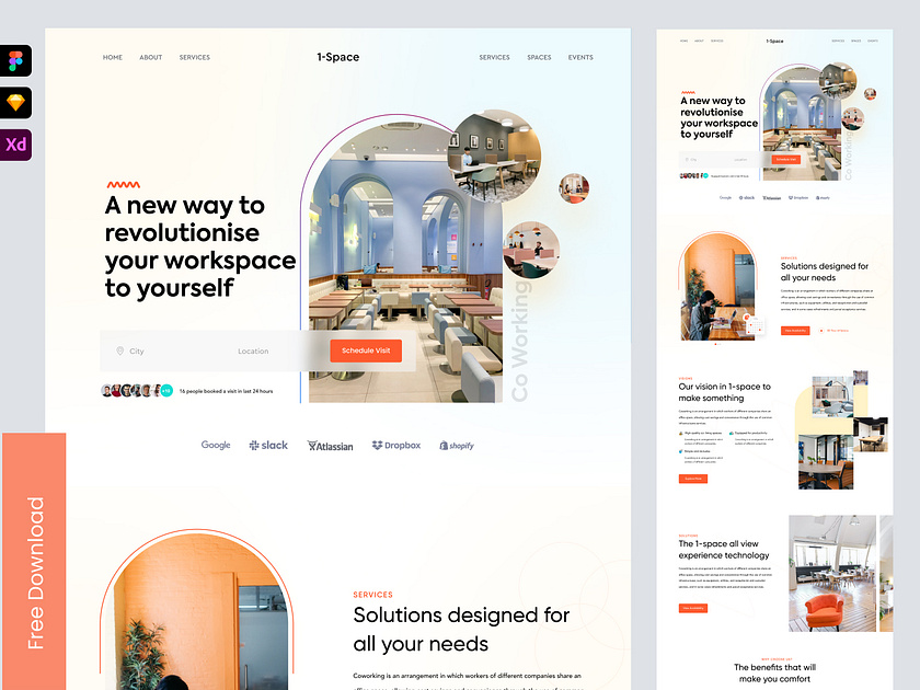 freebie - landing page for coworking space by Mike Taylor for Landing ...