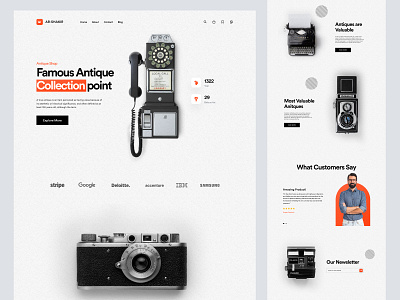 landing page design for antique products homepage landing landing page web design website