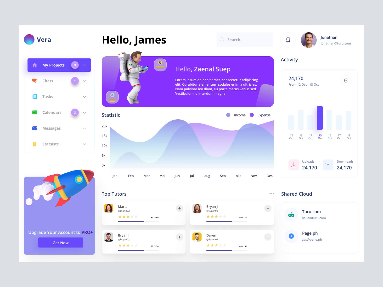 Statistics Dashboard by Mike Taylor for Redwhale on Dribbble