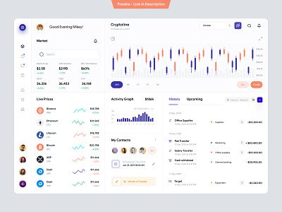 Crypto Dashboard UI Concept admin admin dashboard admin interface admin panel admin theme admin ui analytics candle chart chart dashboad dashboard data finance dashboard grid view interface list view sidebar stats user dashboard web app