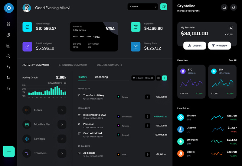 Dark Dashboard UI Concept by AR Shakir for Orizon: UI/UX Design Agency ...