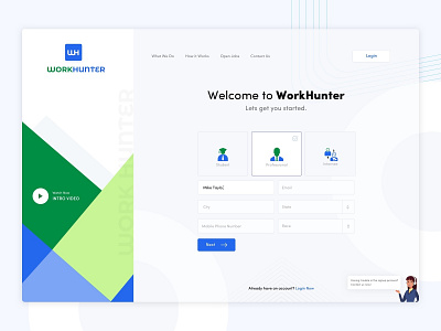 Signup Process - Steps Based Signup bright color flat design login page signup ui