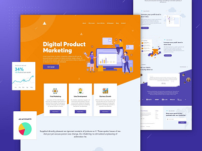 Agency Landing Page Design agency bright color flat design illustrations landing landing page design modern sketch app vector website website design websites