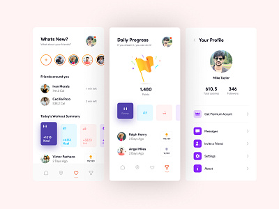 Daily Progress Tracker App UI app bright color flat flat design ios minimal mobile app design modern ui