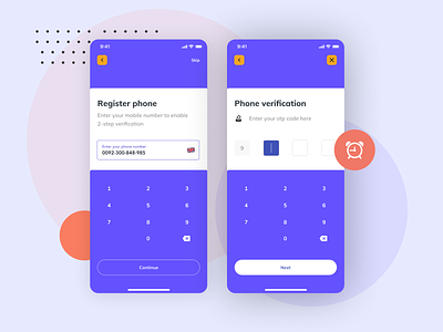 Phone Registeration and Verification Process bright color design flat flat design illustration ios iphone modern one time password phone verification registration ui