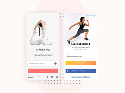 Fitness First Login Screens Idea 2 bright color fitness fitness app flat flat design login login design login form login form ui login screen register sign in sign in form ui