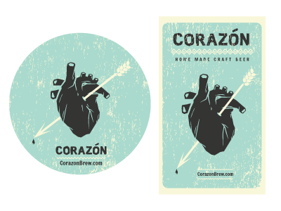 Corazon Brew business card marketing collateral print sticker