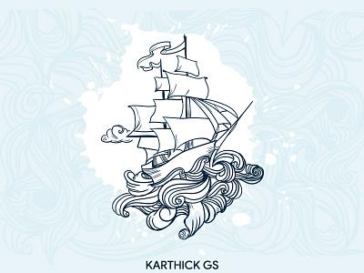 Boat boat patternbackground piratesstyle vintage waves