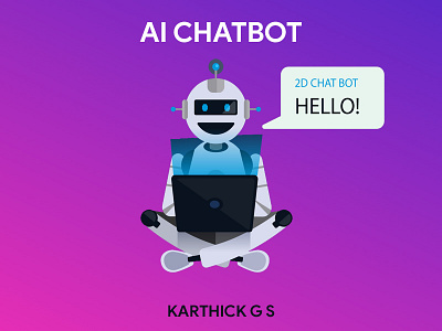 AI Chatbot 2d artificialintelligence chatbot illustration karthick studios robot