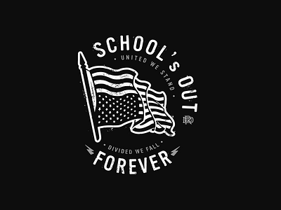 School's Out Forever adobe illustrator black and white branding distressed flag graphic design grungy illustration logo personal brand usa
