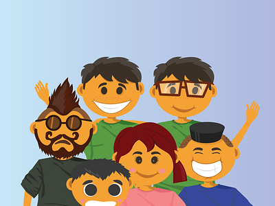 Different faces based on one cartoon character character design vector