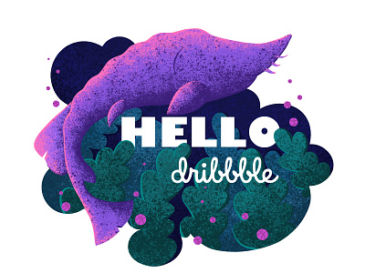 HELLO dribbble design dribbble first post fish flat hello illustration minimal vector web web design