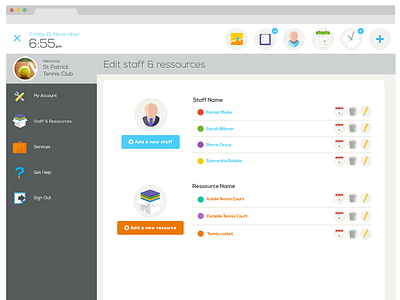 Staff & Resources appointments booking calendar flat design mougli resources scheduling staff svg webapp