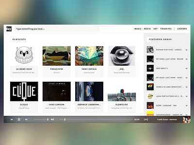 Music Page artist event facebook feed gif music player profile soundcloud twitter ui ux