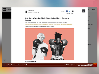 Article Artstack artist explore facebook feed gather instagram music profile soundcloud twitter ui ux