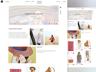 Gleam - Editorial Page angular app ecommerce fashion gleam mobile online sketch store ui ux