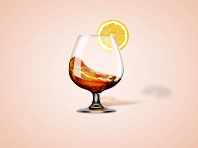cognac alcohol boose cognac design glass graphic icon illustration lemon lime realistic бренди
