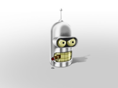 Bender ash bender cigarette futurama head icon illustration photoshop robot