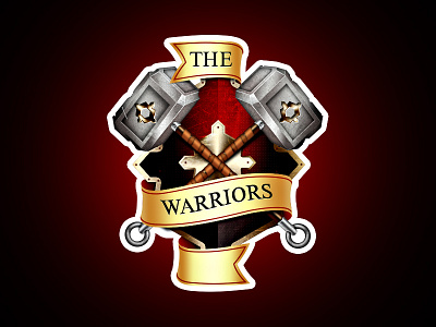 Warriors emblem game hammer illustration photoshop shield sticker the weapons