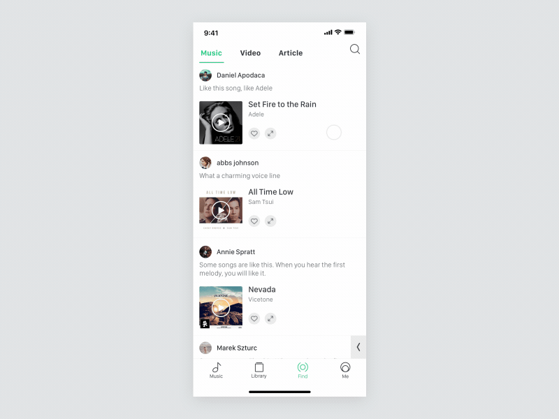 Music app gif ui ux