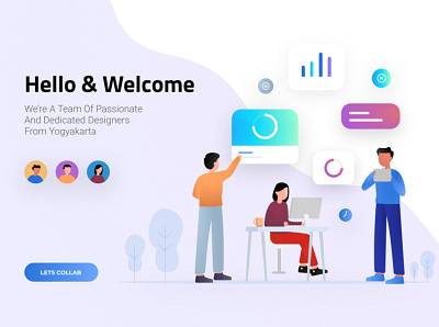 Simple Hello Landing Page Illustration app avatar blue branding design design app flat iconography illustration landingpage ui web web design