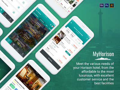 Horison hotel mobile app app design green ios mobile ui ux