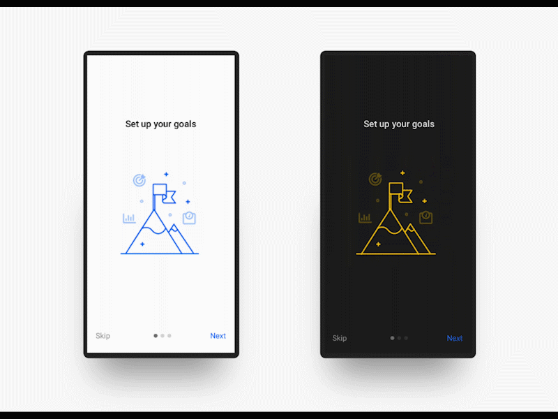 On boarding intro after effect animation app bodymovin clean dark mode dark theme design flat graphic design icon interaction introduction json lottie real project ui ux white label