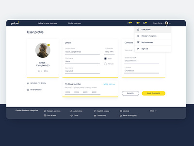 User profile interface